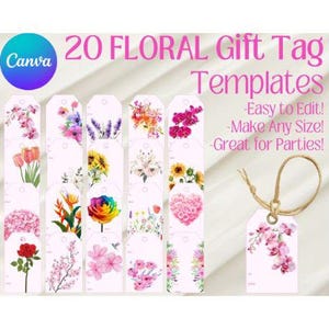 Floral Gift Tags Set | Party Favor Tags Floral | Pink Floral Gift Tag Templates | Floral Bridal Shower Gift Tags | Floral Birthday Party