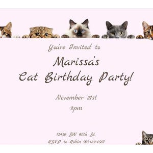Cat Party Invites | Cat Birthday Party Editable | Cat Birthday Party Invitation | Cat Themed Birthday Party | Cat Party Printables
