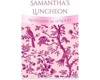Pink Floral Luncheon Invite | Luncheon Invitation | Pink Luncheon Invitation | Pink Chinoiserie Invitation | Chinoiserie Floral Invitation