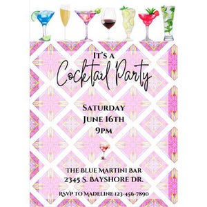 Cocktail Party Invites | Cocktail Party Invitations | Girls Night Out Invitation  | Cocktail Bridal Shower | Girls Night Invitation