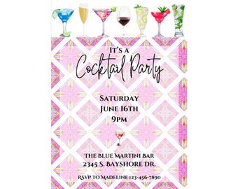 Cocktail Party Invites | Cocktail Party Invitations | Girls Night Out Invitation  | Cocktail Bridal Shower | Girls Night Invitation