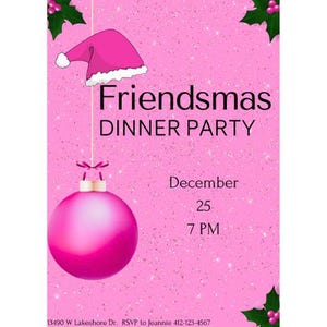 Friendsmas Invitations | Pink Friendsmas Invitations | Friendsmas Party Invitation | Friendsmas Party Invites | Friendsmas Invites Girls