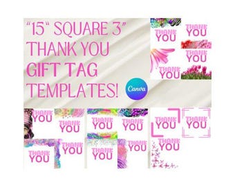 Square Gift Tags Templates | Square Thank You Tags | Thank You Gift Tags | Square Tags | 3" Square Gift Tags | Fun Thank You Gift Tags