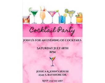 Cocktail Party Invites | Cocktail Party Invitations | Girls Night Out Invitation  | Cocktail Bridal Shower | Girls Night Invitation