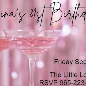 21 Birthday Invitations | Birthday Invitations 21st | Girl Night Out Party | Customizable Birthday Invitations | Canva Editable Invitations