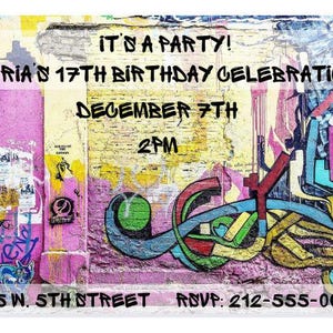 Graffiti Invitations for Girls | Pink Graffiti Invites | Graffiti Birthday Invites | Canva Editable Invitations | Printable Invitations