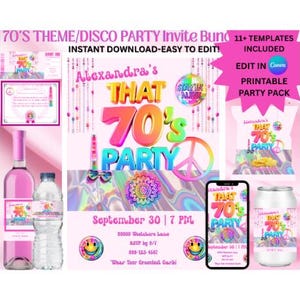 70s Party Invitation Bundle | Retro 70s Disco Party Invitation | Groovy 70s Party Invite | Decades Party Invite Bundle | Disco Party Invite