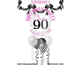 90th Birthday Invitations | Women's 90th Birthday Invitation | 90 the Birthday Invitations | 90 th Birthday Invitations | 90 Birthday Invite