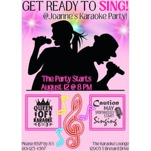 Karaoke Invitation Canva | Karaoke Invitation | Karaoke Birthday Party Invite | Karaoke Birthday Invitation | Karaoke Night Invitation
