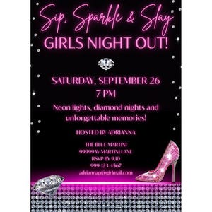 Girl&#39;s Night Out Invite | Girls Night Out Invitations | Ladies Night Out | Girls Night Printable |Girls Night Invitation | Girls Night Party