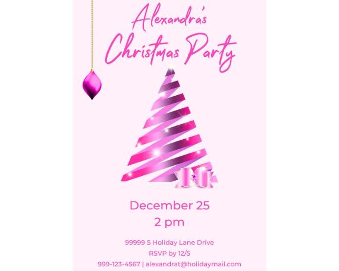 Pink Glam Christmas Party Invite Elegant Pink Christmas Invitation