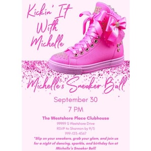 Sneaker Ball Birthday Invite | Pink Sneaker Ball Invitation | Sneaker Ball Invitation Pink | Sneaker Ball Invitation Template | Sneaker Ball