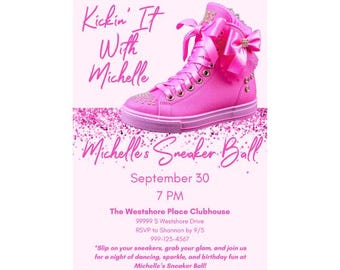 Sneaker Ball Birthday Invite | Pink Sneaker Ball Invitation | Sneaker Ball Invitation Pink | Sneaker Ball Invitation Template | Sneaker Ball