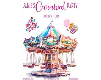 Invitaciones para fiestas de carnaval / Invitaciones para carnaval de niñas / Invitaciones con temática de carnaval / Invitación de carnaval editable / Invitación de carnaval imprimible