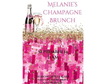 Pink Brunch Invites | Champagne Brunch Invitation | Brunch Invitations | Ladies Brunch Invitations | Birthday Brunch Invites | Girls Brunch