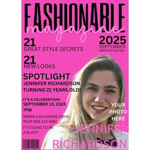 Fashion Girl Invitation | Fashion Invitation | Birthday Magazine Cover Invite Girl | Birthday Magazine Cover Template | Girl Magazine Cover