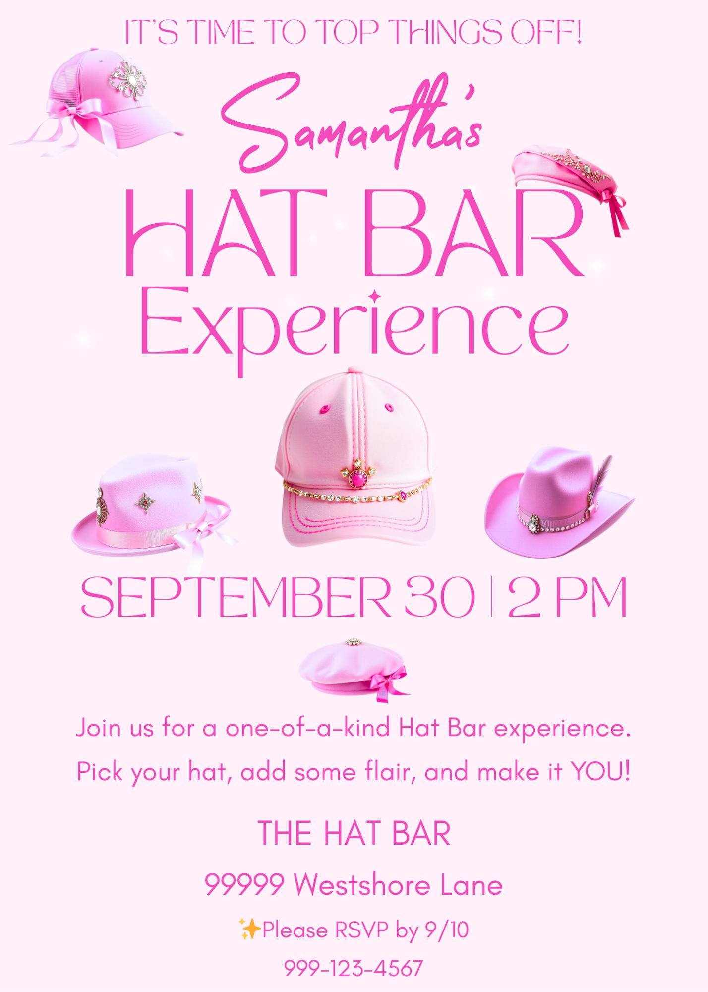 Hat Bar Party Invitation | Hat Party Invitation | Printable Editable ...