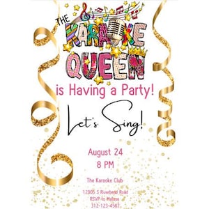 Karaoke Queen Invitation | Karaoke Invitation Canva | Karaoke Birthday Party Invite | Karaoke Birthday Invitation | Karaoke Night Invitation