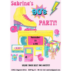 90s Party Invites | 90s Theme Party | 90s House Party | Back to the 90s | 90s Bachelorette Party | 90s Themed Party Invite | 90s Invites