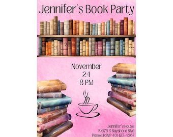 Book Party Invites | Editable Book Club Book Invitation | Book Party Invitation | Book Club Template | Book Club Printable Invitation