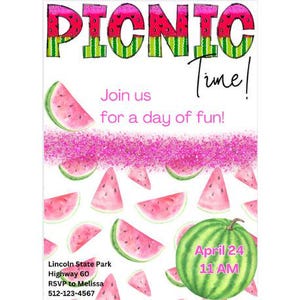 Picnic Invitations | Picnic Birthday Party Invitation | Picnic Party Invitation Templates | Picnic Birthday Invitation | Birthday Picnic