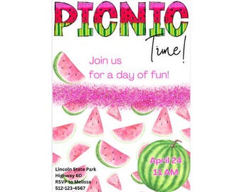 Picnic Invitations | Picnic Birthday Party Invitation | Picnic Party Invitation Templates | Picnic Birthday Invitation | Birthday Picnic