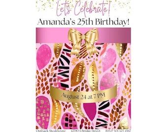 25th Birthday Invites for Girls | 25th Birthday Girl Invitation | Girl's 25th Birthday Party Invitation | 25th Birthday Invitation