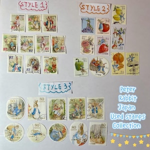 Com cartão de estoque - Peter Rabbit Japan usou selos 2021-G295 Tema de frutas 2011 G48 tamanho grande Peter Rabbit selos 2015 G98 VENDEDOR DO REINO UNIDO