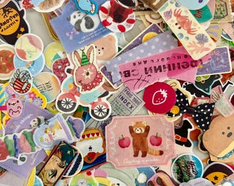 Japanese Flake Sticker Grab Bags – Adorable Kawaii Stickers with Resealable Bag 30 or 50 pieces grab bags Fresh designs added frequently