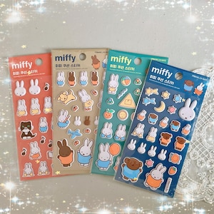 Stickers coréens Miffy Puffy - 4 designs mignons au choix - Stickers Nijntje Puffy Agenda Kawaii, scrapbooking, décoration de téléphone sous licence officielle