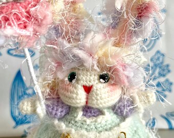 Handmade Crochet Bunny With Fancy Umbrella – Adjustable Ears