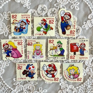Juego de sellos japoneses usados de Super Mario: juego completo de 10 piezas con tarjeta de stock / 2017 G166 Mario Luigi Yoshi con opciones de tarjetas de felicitación personalizadas