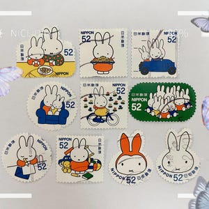 Con la carta Stock, set di francobolli Miffy RARO usato in Giappone 2016 G121 Miffy Giappone Regno Unito, il VENDITORE può cambiare il biglietto di auguri personalizzato Nijntje Miffy