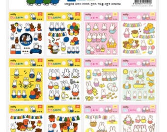 Korea Made Miffy Insta Stickers – 3 Sheets per Pack | Korean PET Stickers - 12 patterns for selection