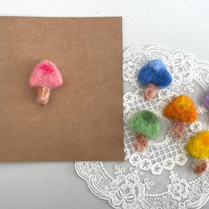 Handgemachte Wollfilz-Pilz-Karte - Niedlich, einzigartig & personalisierbar Mini-Pilze können einen oder zwei Pilze hinzufügen Mini-Pilze Handmade in UK