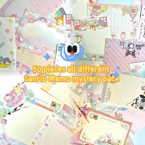 Confezione misteriosa di 50 fogli di promemoria giapponesi, tutti diversi, realizzati in Giappone, set di cancelleria kawaii Pompompurin, Cinnamoroll, Melody, Kuromi Kitty