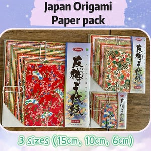 Made in Japan Origami Paper Set Yuzen Chiyogami gold ink Washi folding paper 40 pieces 3 Sizes, Traditional Designs perfect for crafting DIY