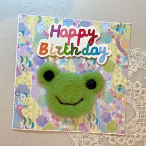 Carte d'anniversaire 3D personnalisée faite main en feutre de laine et grenouille – Nom personnalisé | Origami à la japonaise | Anniversaire pop-up | Mignon et unique | Fait main au Royaume-Uni