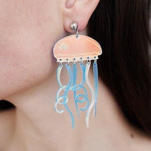 Blue Jellyfish Earrings, Sea Animal Dangle Earrings, Ocean Creature Drop Earrings, Cute Jelly Fish Earrings, Gift For Her, Unique Earrings