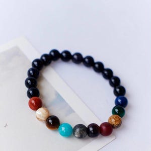 Solar System Bracelet, Planets Bracelet, Astronomy Jewelry, Planet Solar System Stones, Solar Space Jewelry, Astronaut Beaded Bracelet Stack