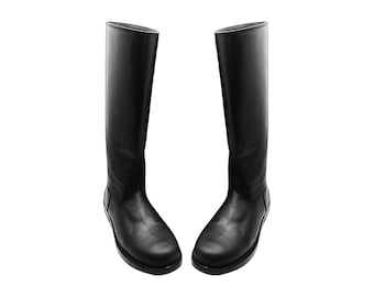 Stivali da equitazione lunghi neri per uomo e donna, scarpe da equitazione con cerniera completa, stivali alti in pelle, stivali da equitazione fatti a mano