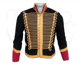 Pelisse Women Black Military Officer Hussar Jacket, Black Blazer Wool Pelisse Jacket, Handmade Pelisse Hendrix Jacket, Custom Gifts