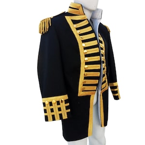 British Royal Navy Vice-Admiral Handmade Military Jacket, Men&#39;s Steampunk Admiral Uniform Hussar Long Jacket, Gift For Him