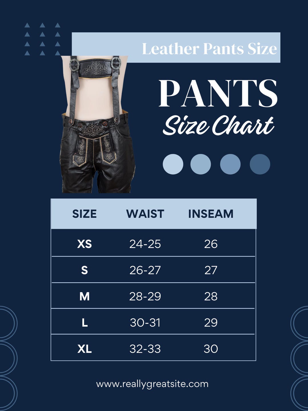Pent Size Guide, Custom Pant Size Chart, Leather Lederhosen