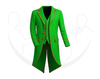 Handmade Green Steampunk Tailcoat: Gothic Victorian Cosplay Jacket