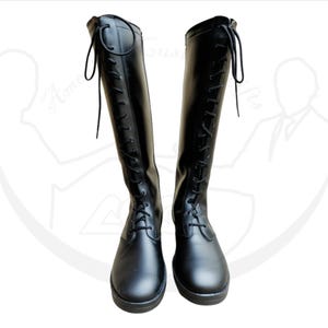 Zwarte worstellaarzen voor heren, zwarte laarzen voor heren, professionele worstellaarzen voor heren, maatlaarzen aanpassen, lange leren laarzen, cadeaus