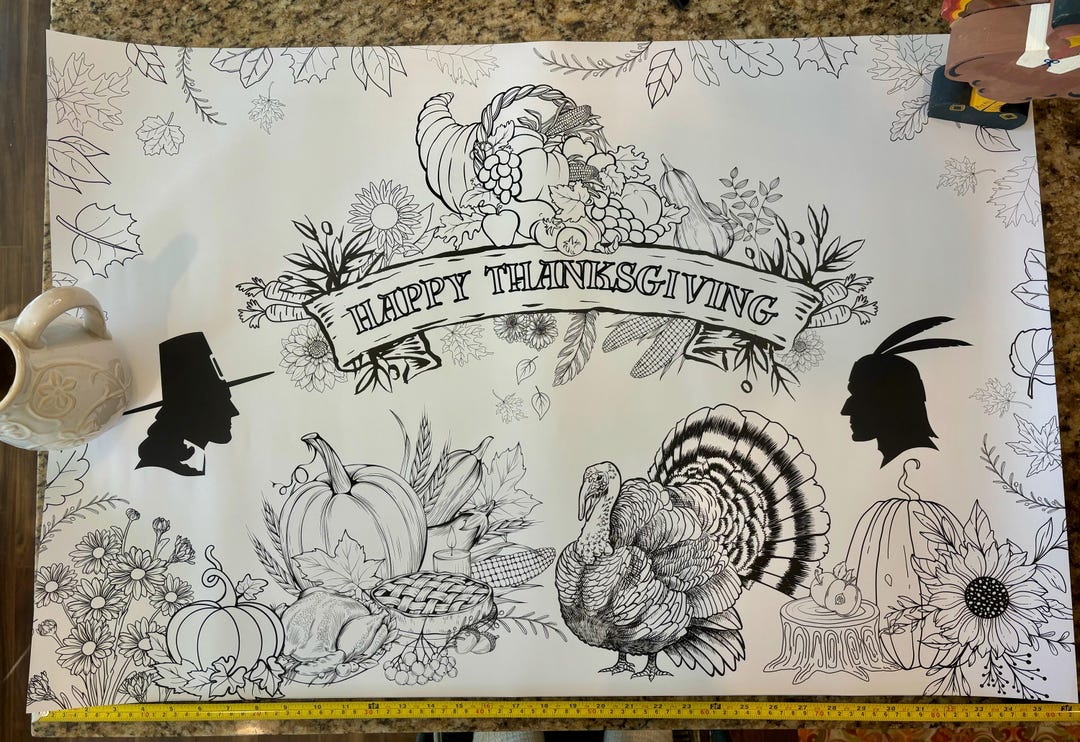 Giant Thanksgiving Coloring Poster for the Whole Family! - Etsy