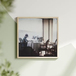 Quadro da parete Jacques Henri Lartigue, J.H. Stampa su tela Lartigue, Poster da parete della Galleria, Bibi al ristorante Eden Roc, Stampa fotografica vintage