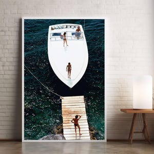 Stampe su tela di Slim Aarons, poster da parete, atterraggio di motoscafi, stampe fotografiche d'epoca, opere d'arte da galleria, regali per inaugurazione della casa