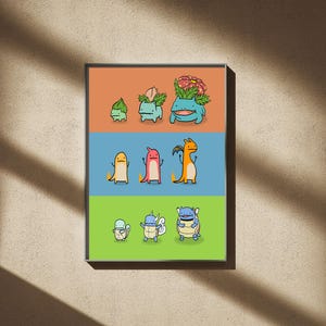 Stampa murale divertente Pokemon, poster su tela Anime Pikachu, regalo di inaugurazione della casa, arte murale Bulbasaur, poster anime, Squirtle, decorazione murale Pokeom
